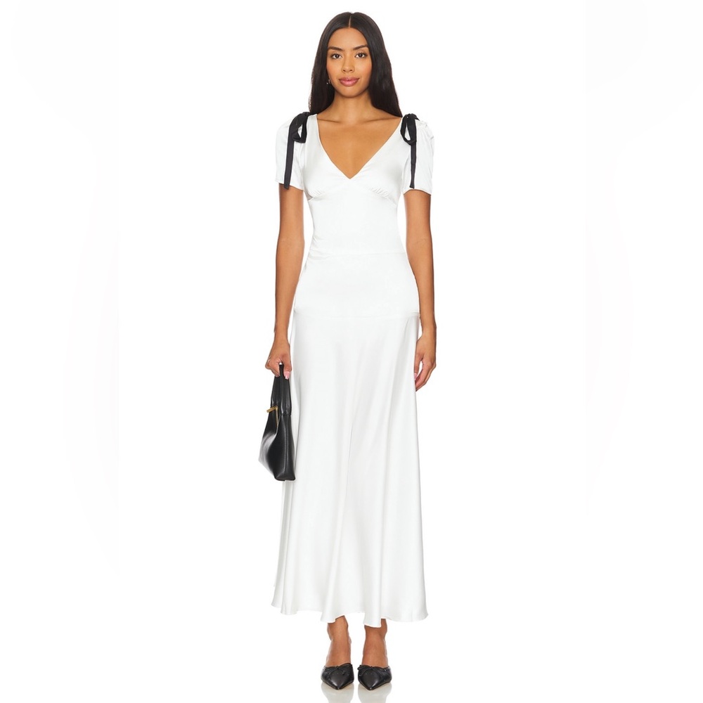 Lioness White Midi Dress with Black Ties